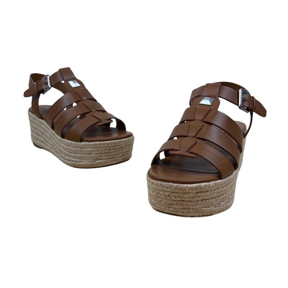 Marc Fisher Shoes - Marc Fisher Women’s Brown Leather Espadrille Joven Wedge Sandals Sz 8.5 - New